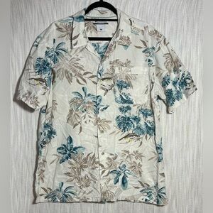 Columbia Men's Tropical Print Shirt - Cream, Teal, Tan